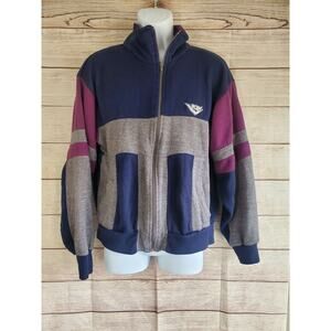 Vintage Pony Zip Up Track Jacket Purple Gray Blue Logo Size Medium (M) EUC